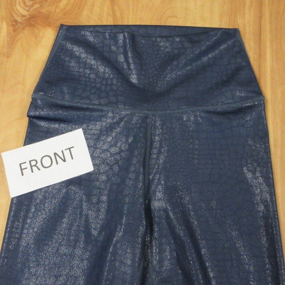 CARBON38 Crocodile Foil‎ Navy Blue Metallic Leggings Size XS Shiny Animal Print